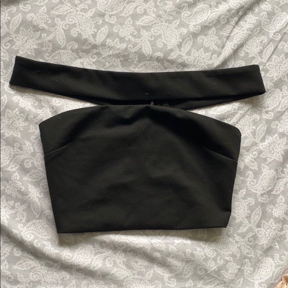Black Tobi Crop top tube top w/ shoulder straps